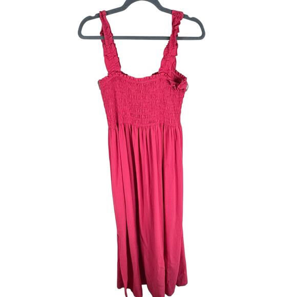Calvin Klein Pink Smocked Pleated Long Length Light Tank Sundress Party Size 10 - Picture 2 of 7